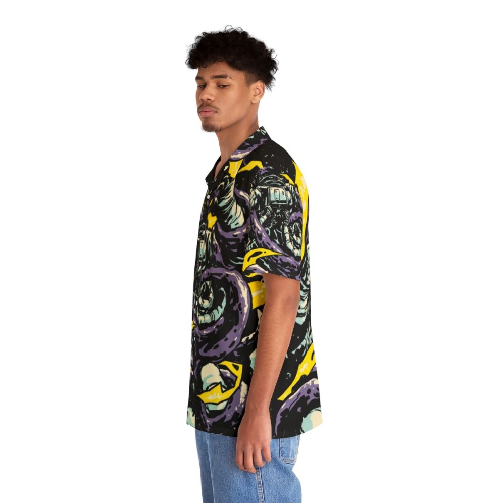 Interstellar Space Trap Hawaiian Shirt with Astronaut, Tentacles, and Alien Creature - People Left