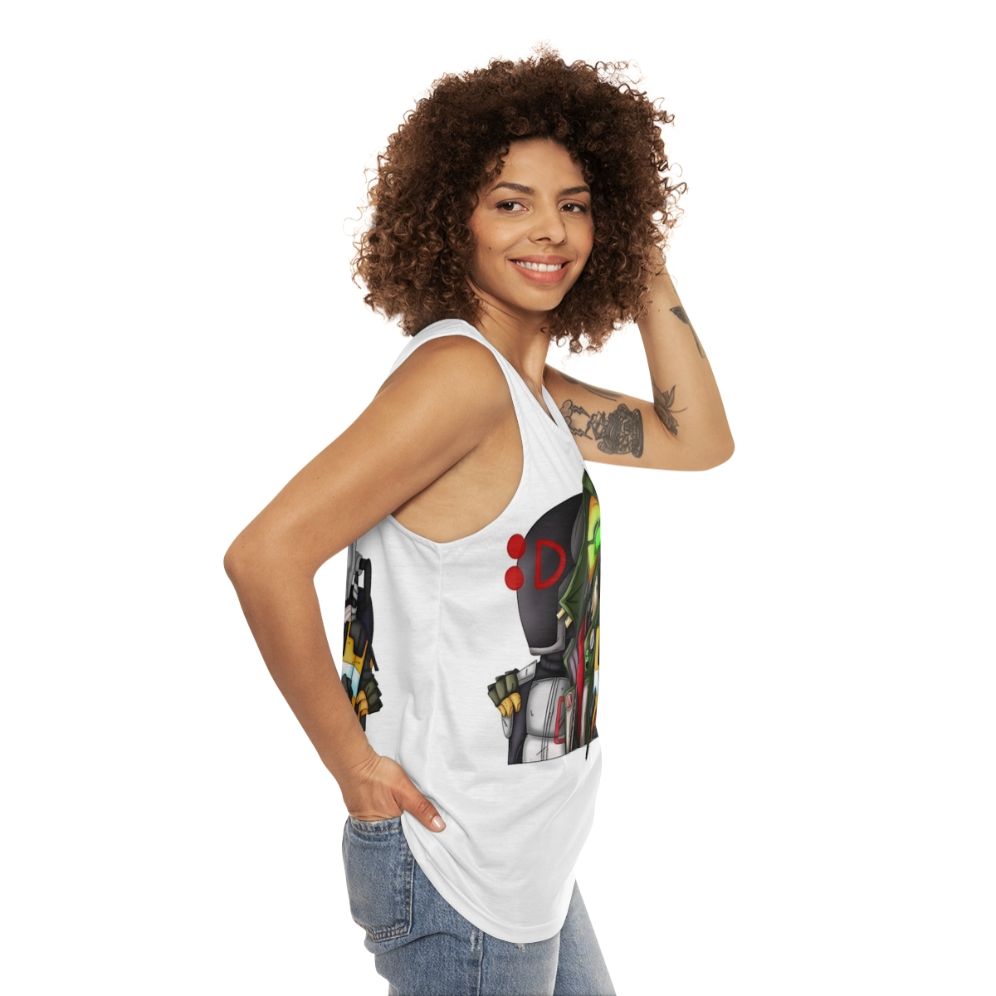 Borderlands Zer0, Fl4k, and Claptrap Unisex Tank Top - women side