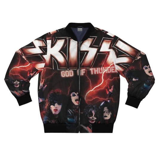 KISS 'God Of Thunder' Bomber Jacket featuring the iconic KISS band logo and member portraits