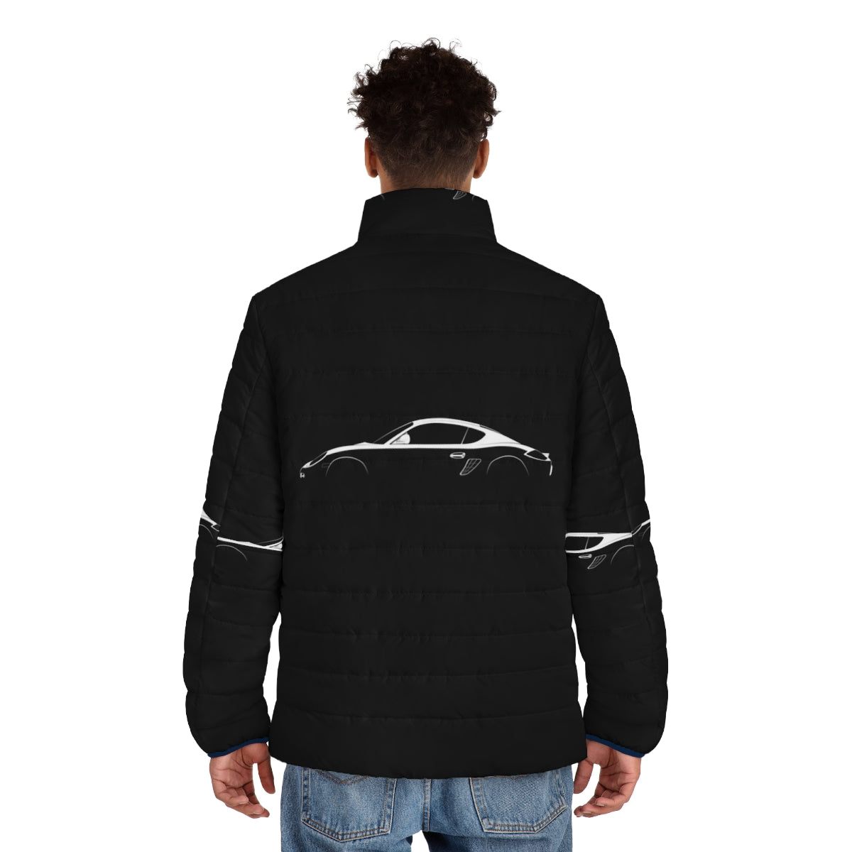 Porsche Cayman 987 car silhouette puffer jacket - men back