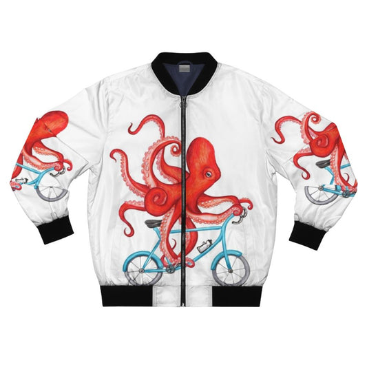 Cycling octopus pattern bomber jacket