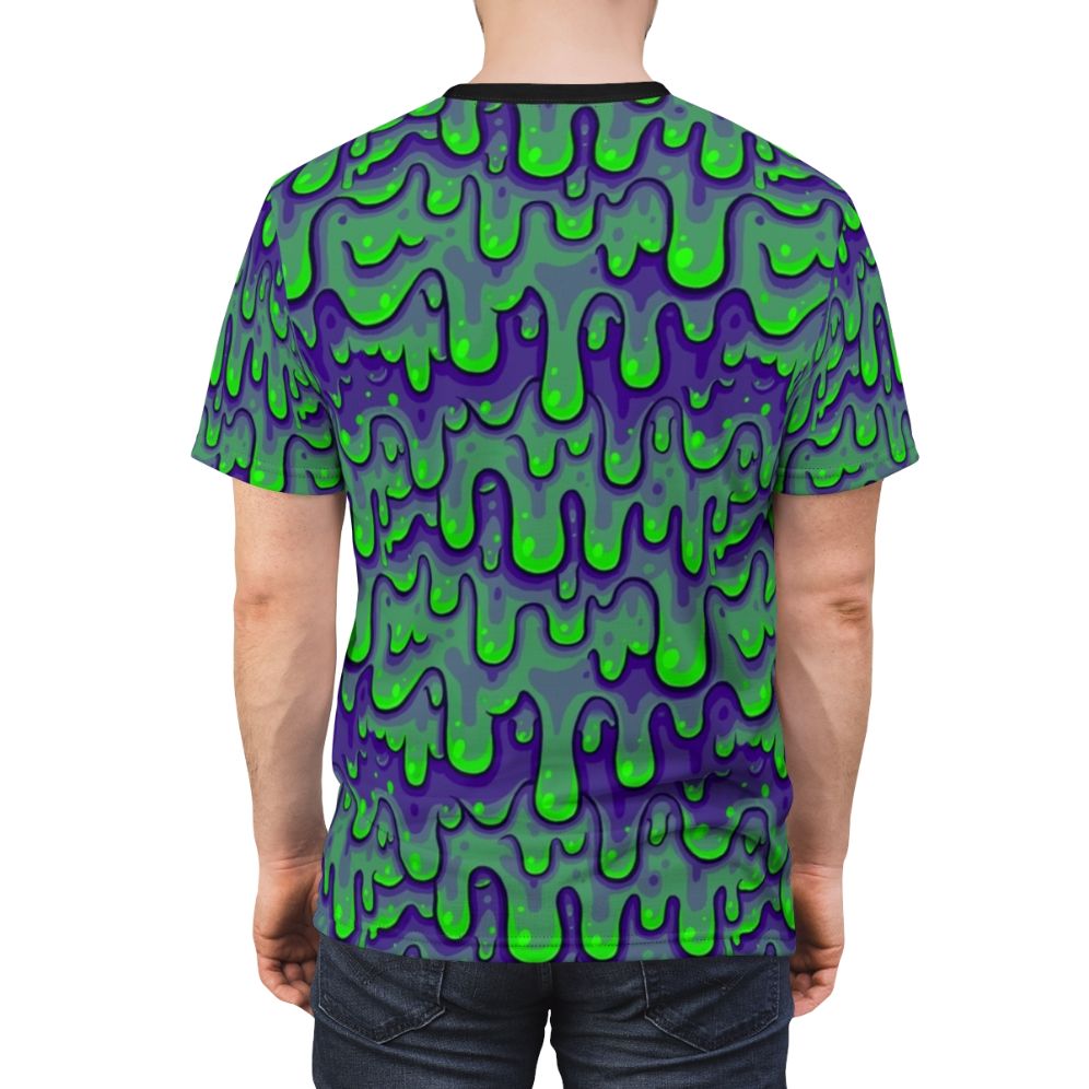 Vibrant and eye-catching slime pattern AOP t-shirt design - men back