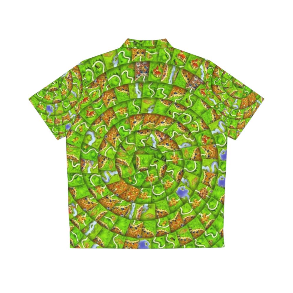 Carcassonne Swirl Hawaiian Shirt with Board Game Meeple and Dice - Back