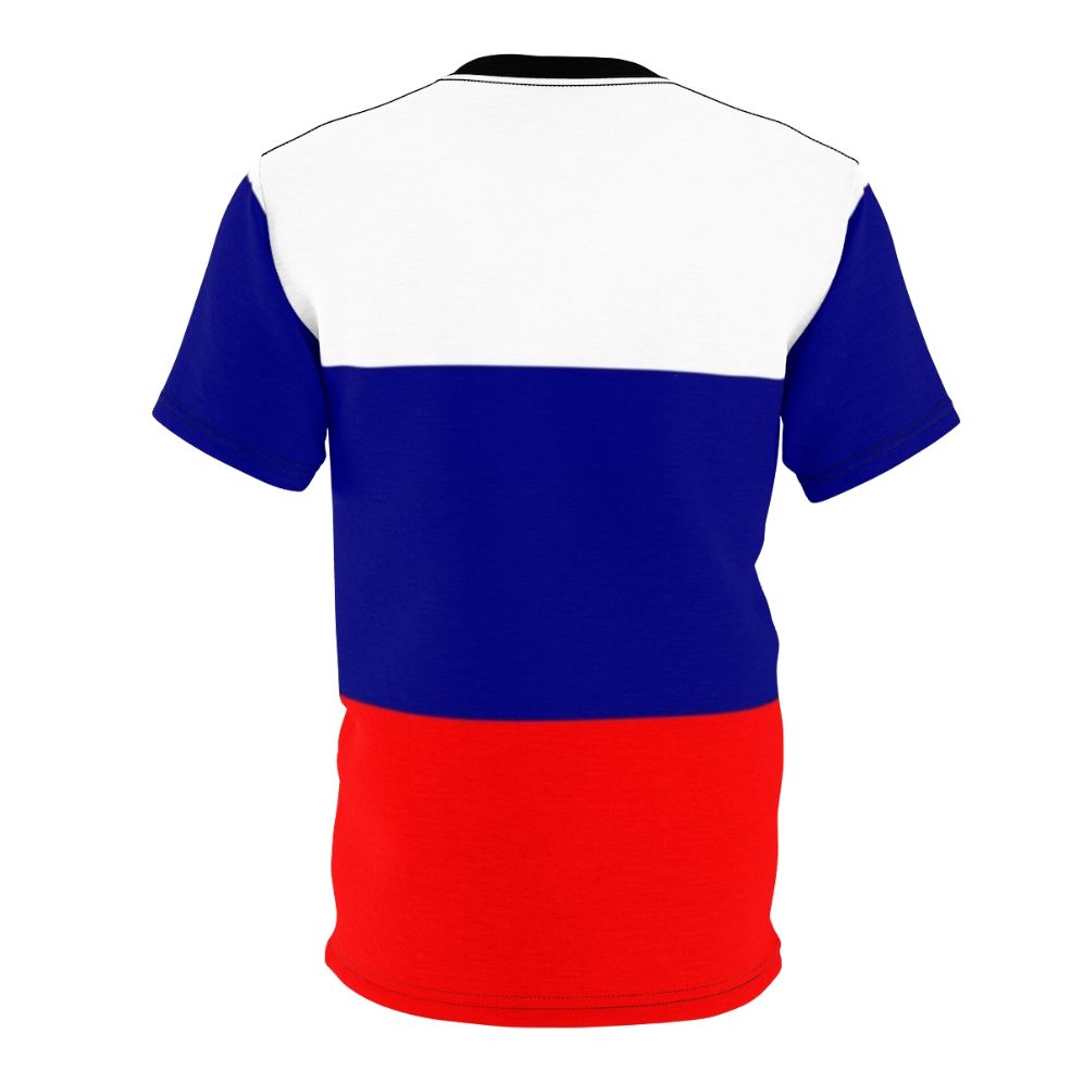 Vibrant Russian tricolor flag printed on a high-quality t-shirt - Back