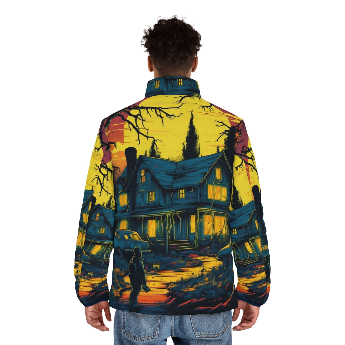 Vecna Manor Puffer Jacket featuring Stranger Things inspired design - men back