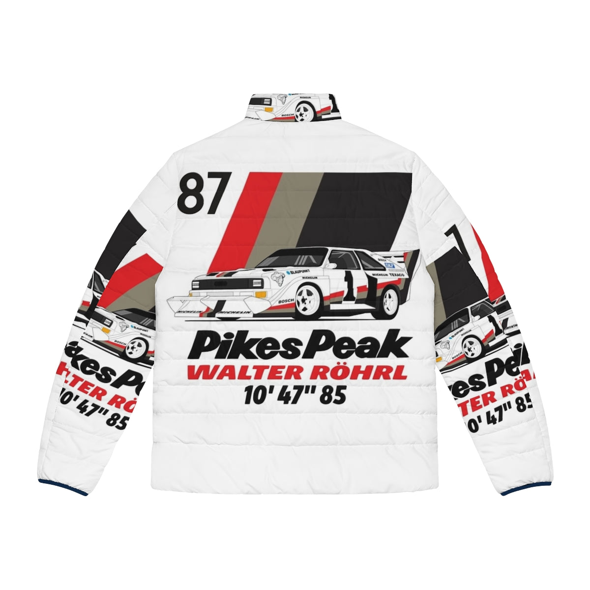 Walter Rohrl's Pikes Peak 87 Audi Quattro Vintage Puffer Jacket - Back