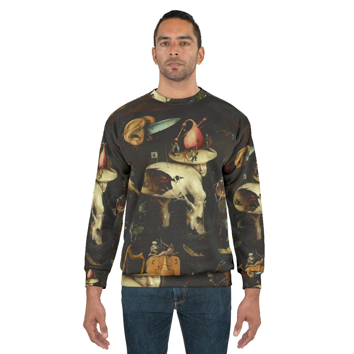 Hieronymus Bosch inspired sweatshirt featuring surreal "Hell" scene - men