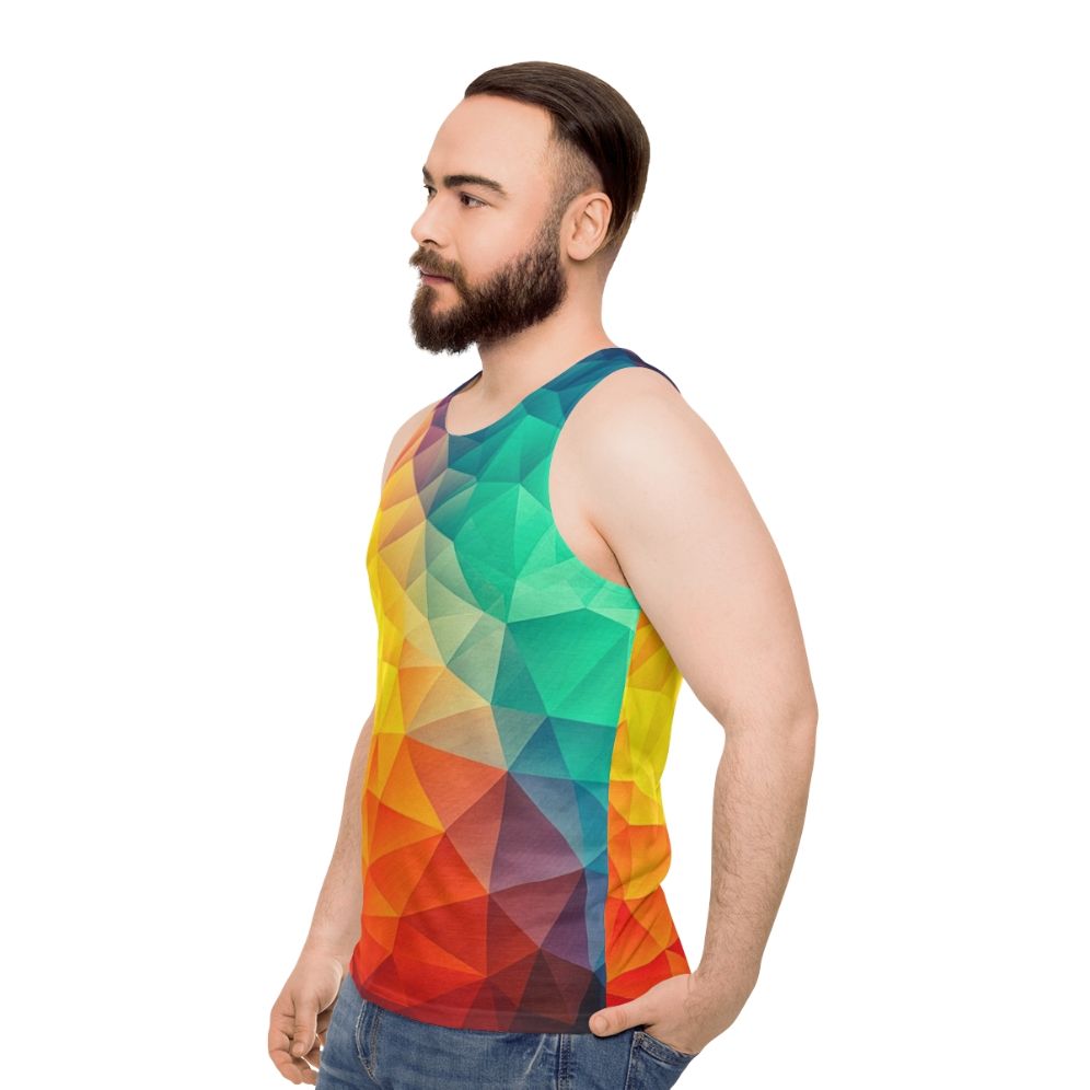 Colorful abstract geometric unisex tank top - men side