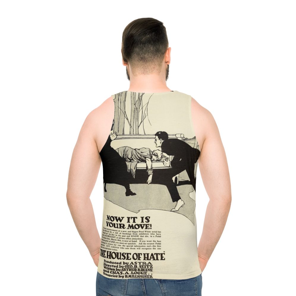 Unisex tank top featuring vintage silent movie design - men back