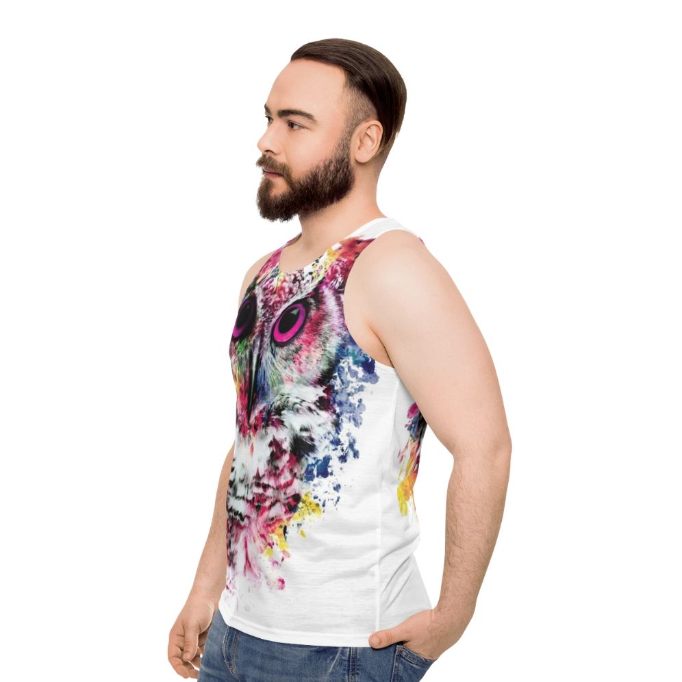 Colorful Owl Unisex Tank Top - men side