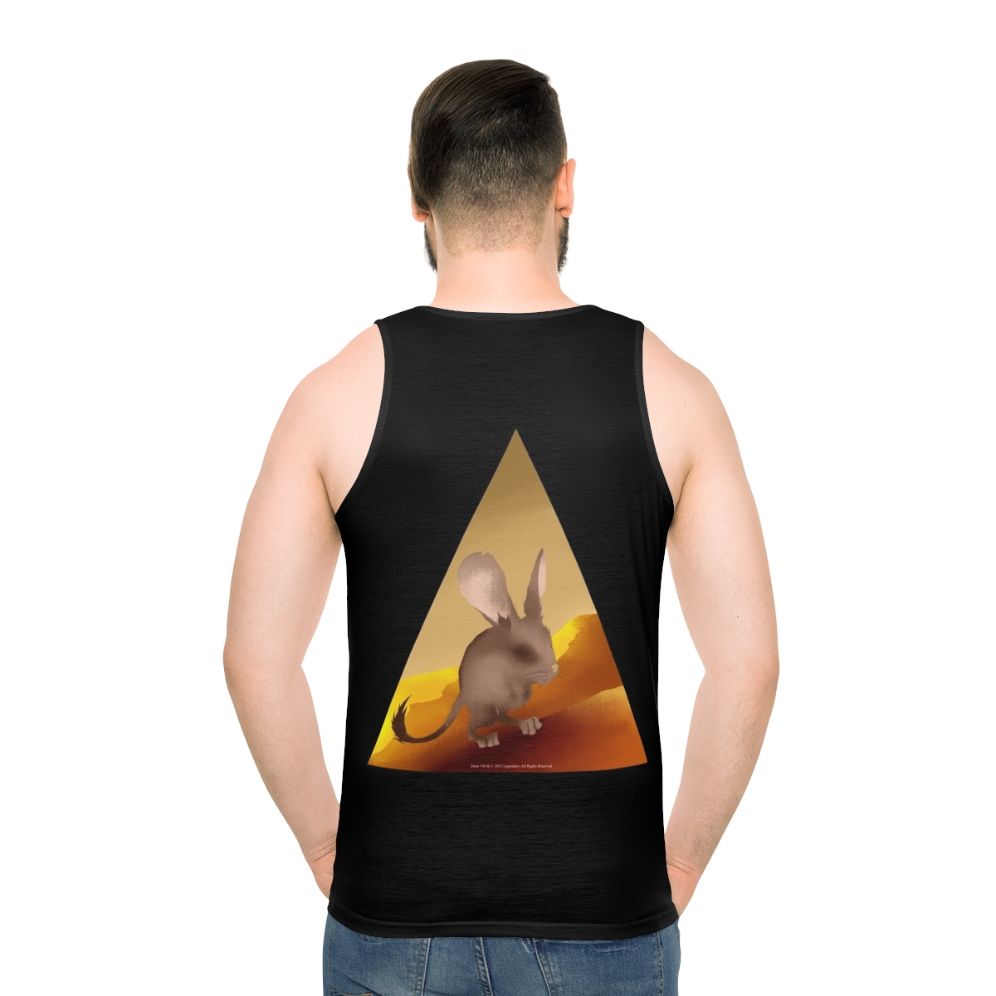 Unisex tank top featuring 'Dune' inspired kangaroo mouse design - men back