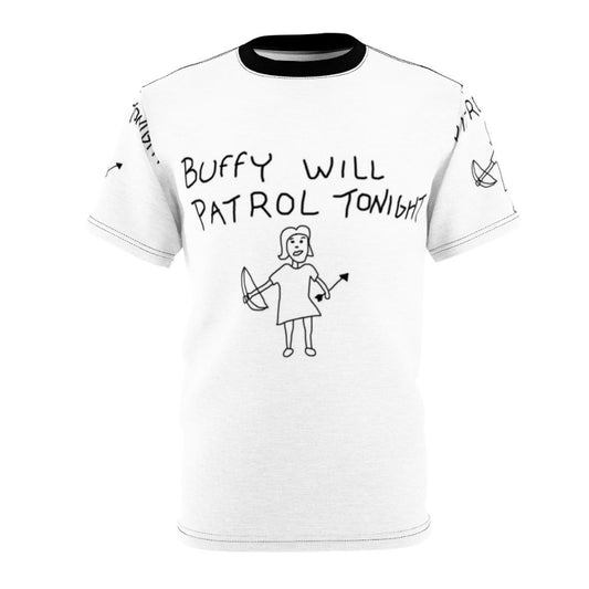 Buffy the Vampire Slayer-inspired t-shirt with "Buffy Will Patrol Tonight" design