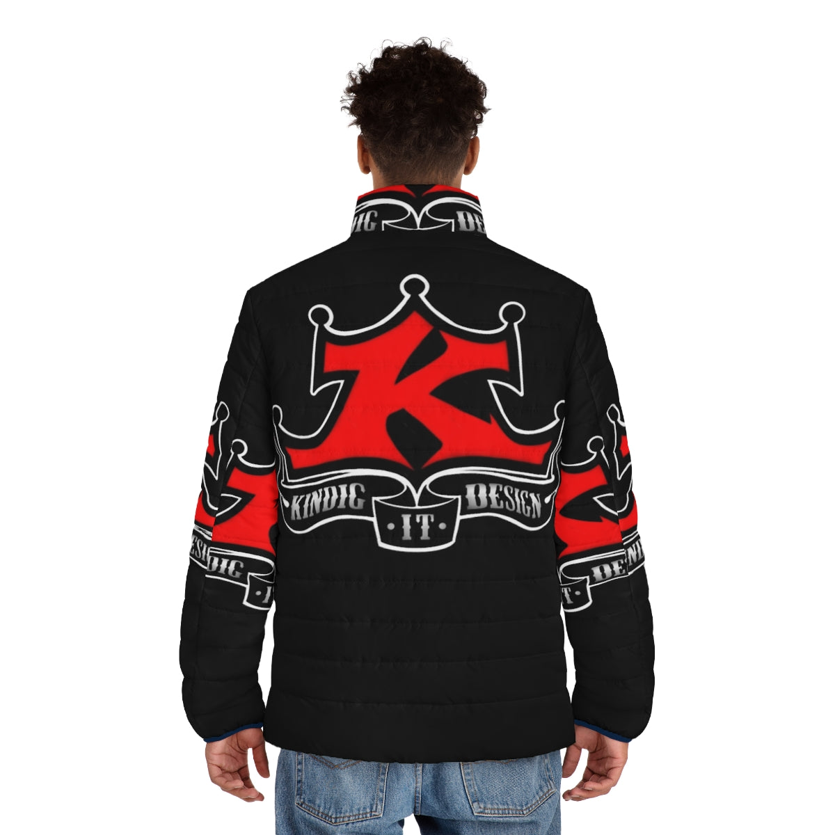 Kindig Classic Puffer Jacket with Vintage Car Graphic - men back