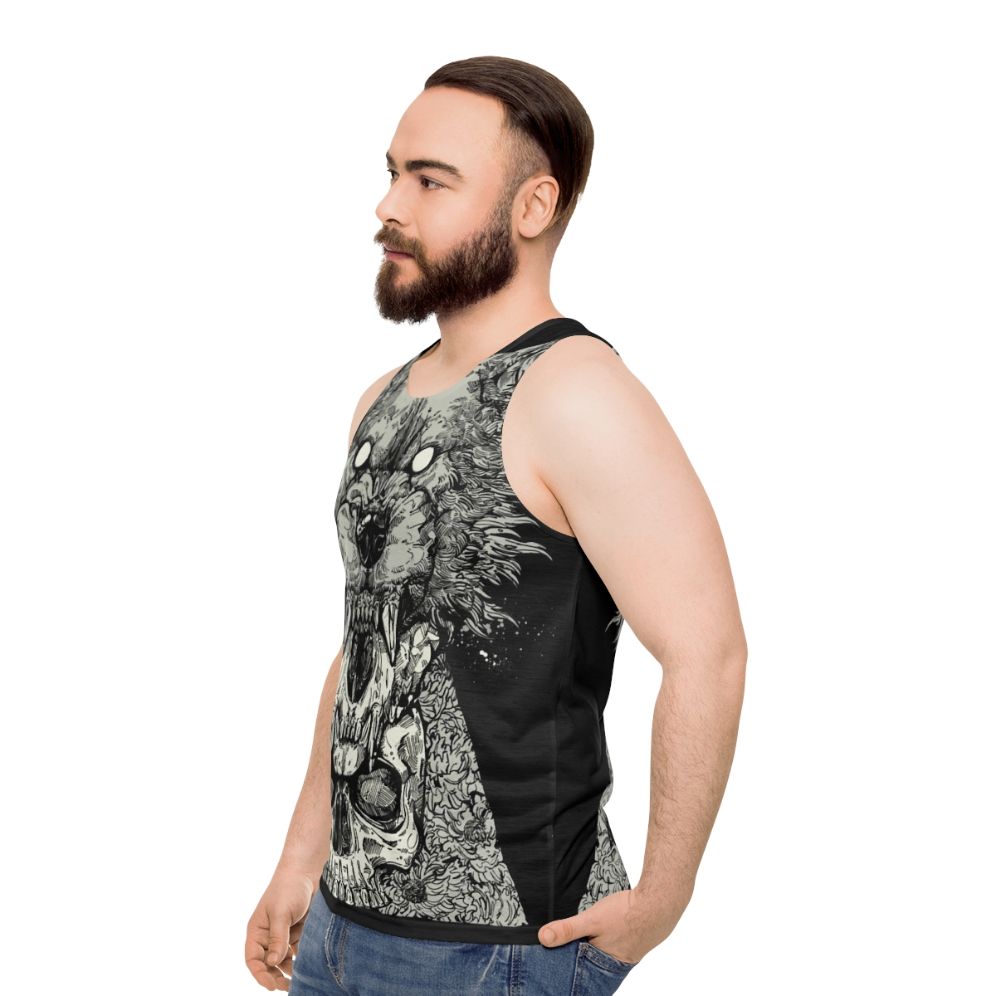 Gothic style unisex graphic tank top with shape shift design - men side