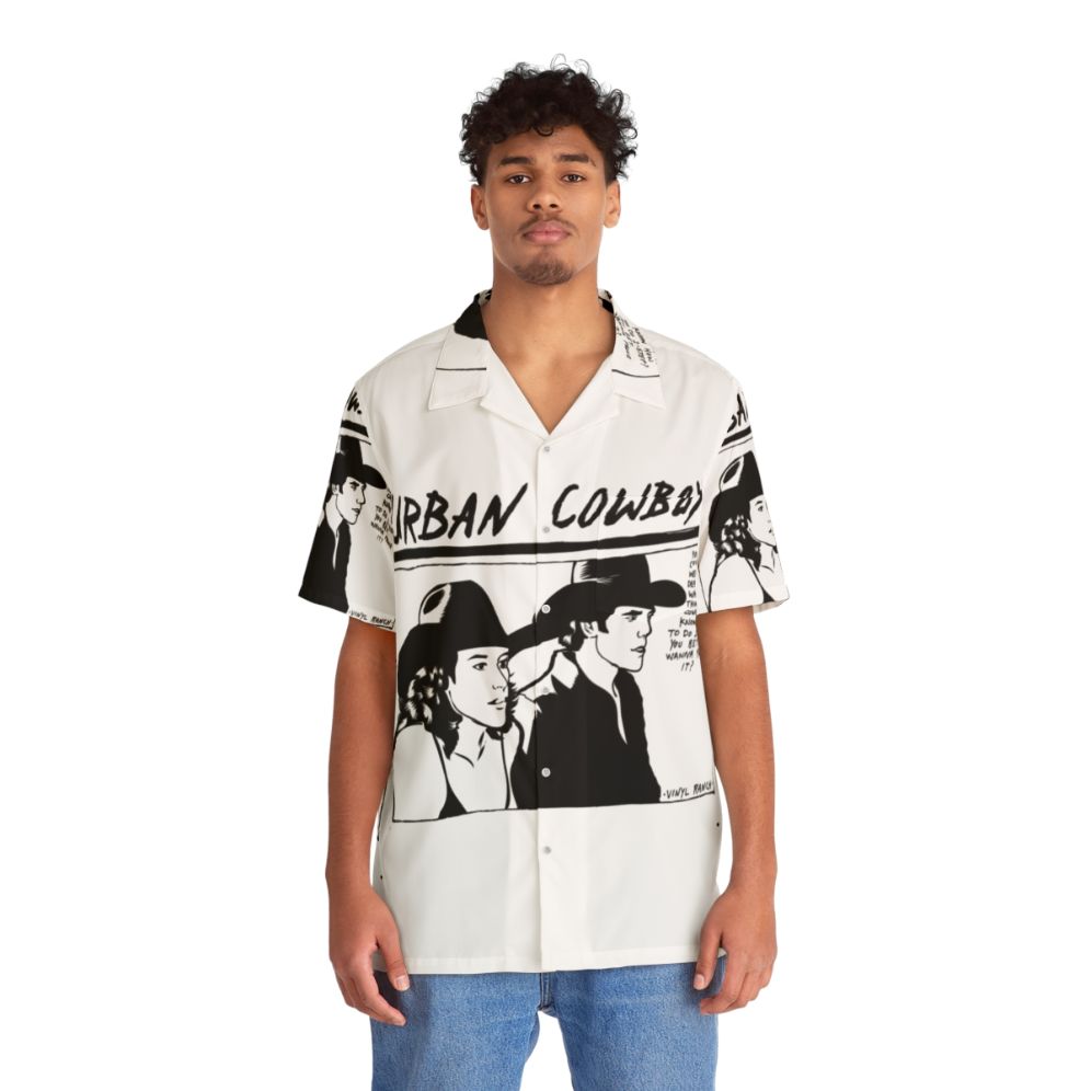 Urban Cowboy Hawaiian Shirt with Western Motif - People Front