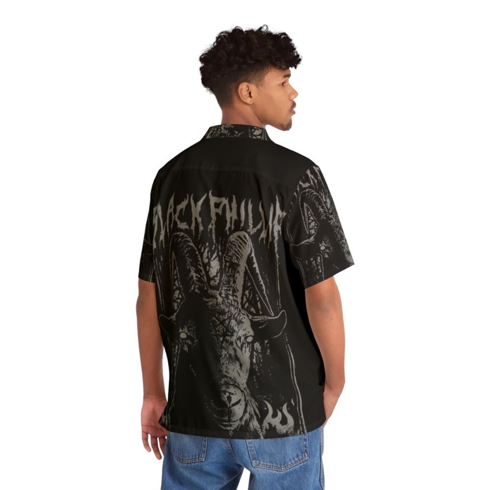 Black Metal Phillip Hawaiian Shirt with Satanic Imagery - People Back