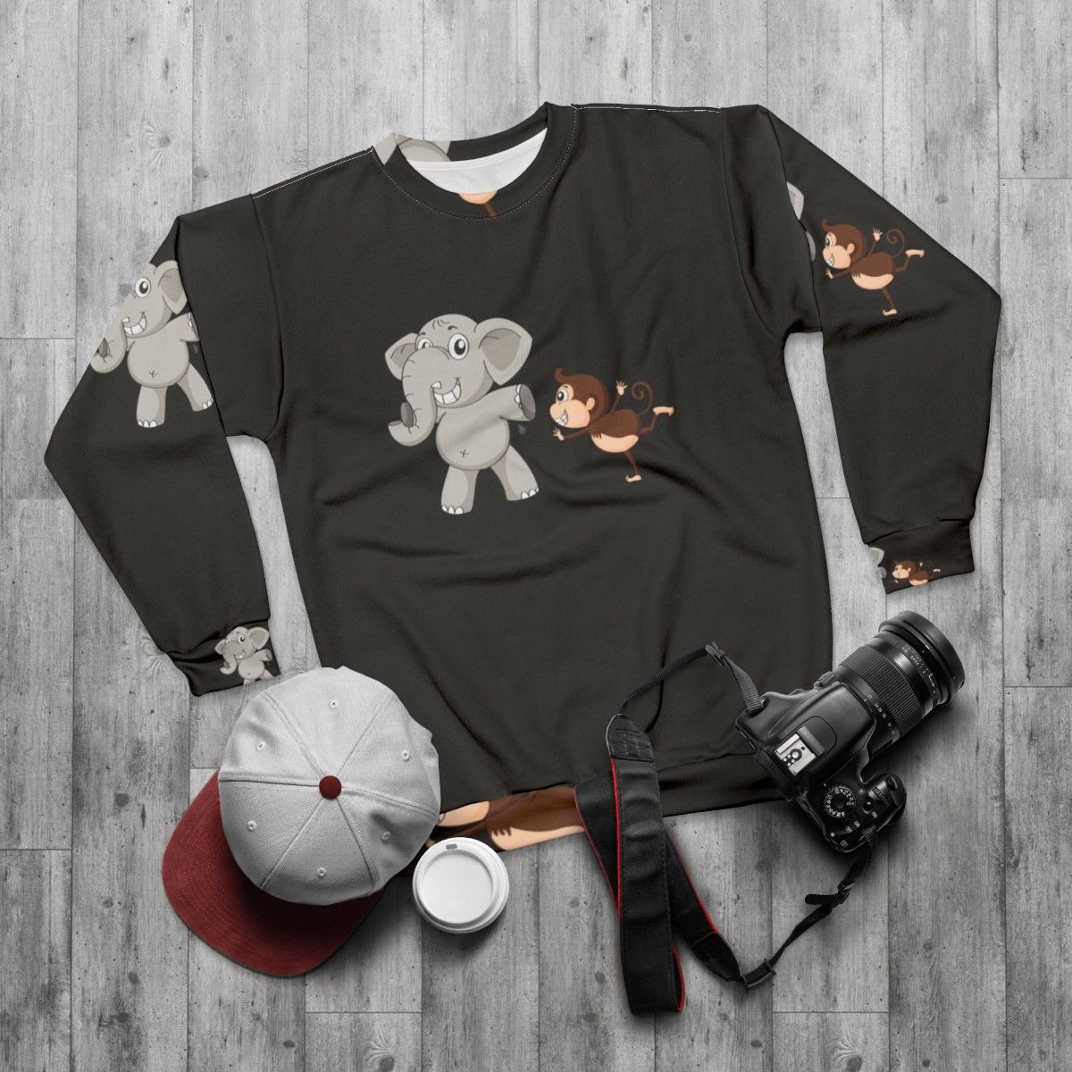 Legendary Animals Graphic Sweatshirt featuring Mystic Dragon and Lightning Design - flat lay