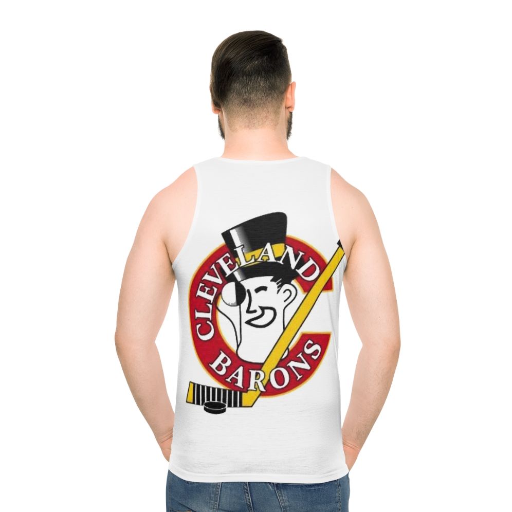 Vintage Cleveland Barons Retro Hockey Unisex Tank Top - men back