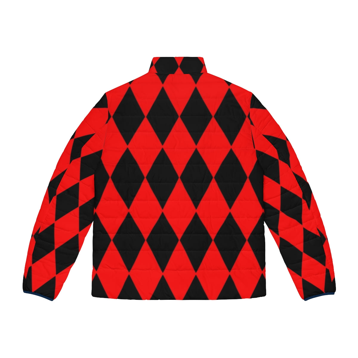 Red and black diamond patterned puffer jacket - Back