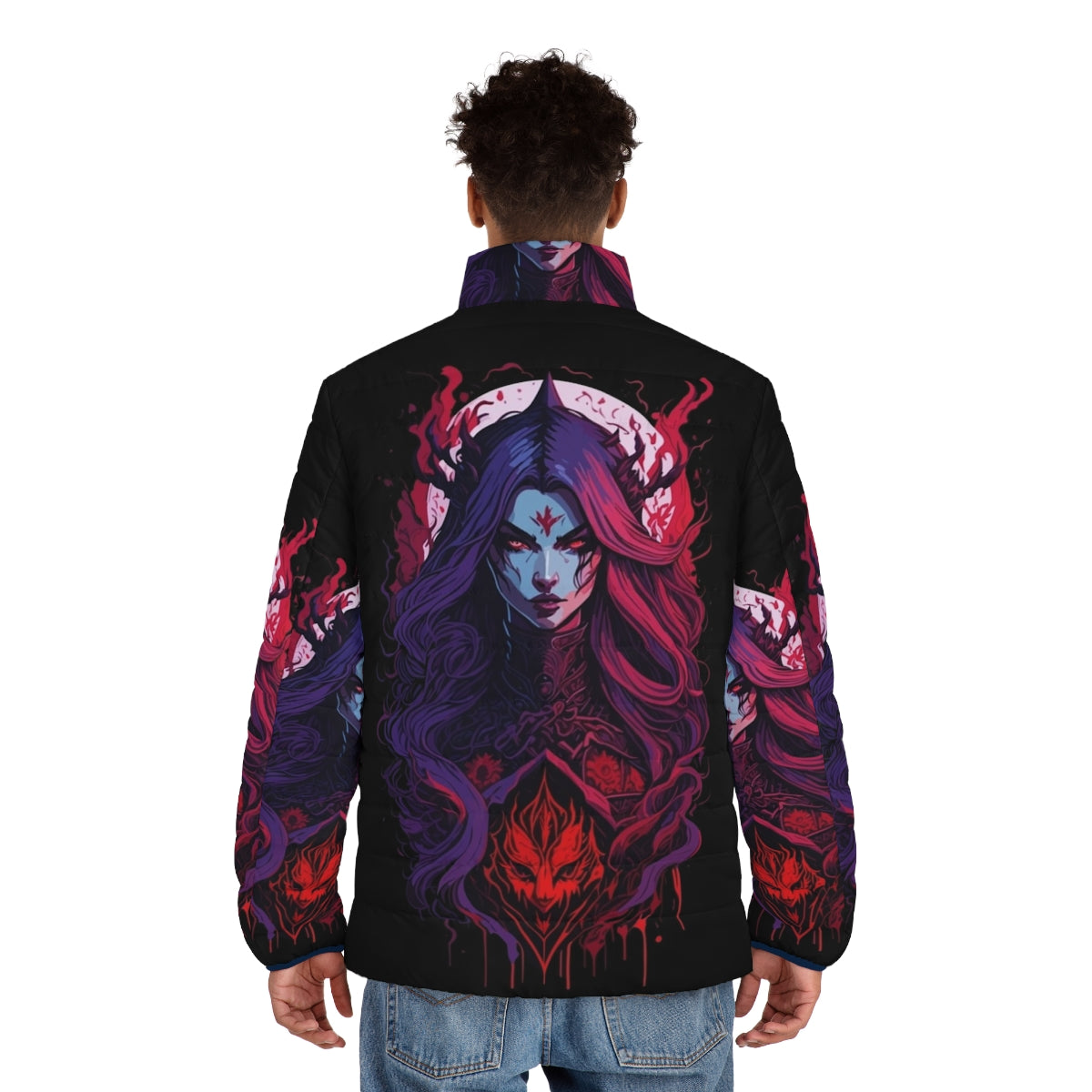 Castlevania Vampiress Queen Carmilla Puffer Jacket with focus keyword - men back