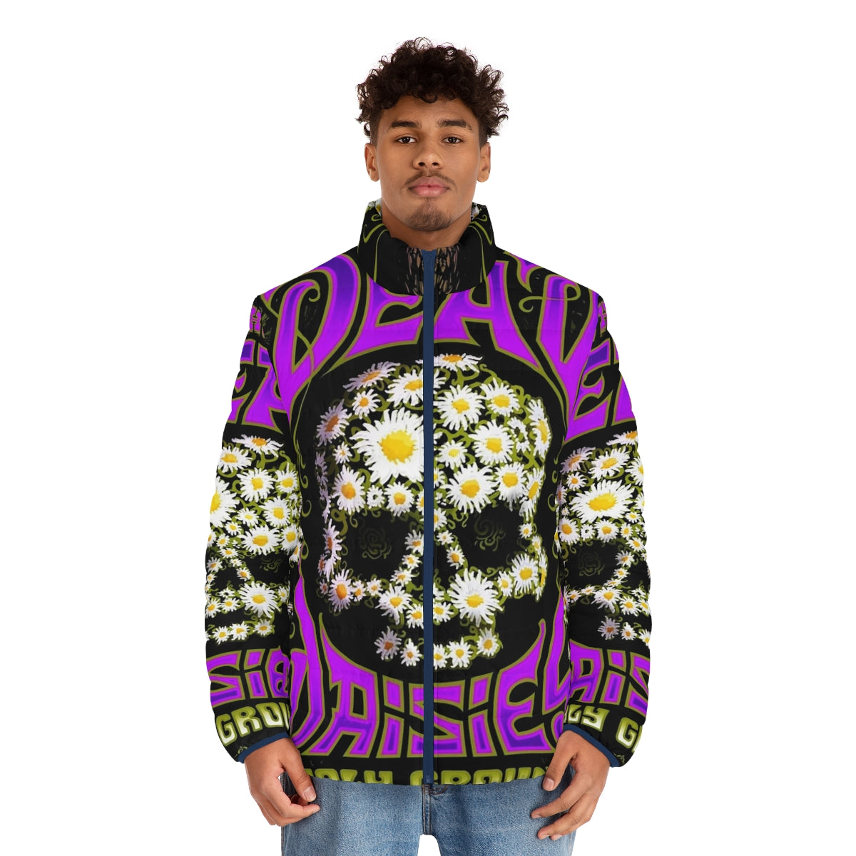 Dead Daisies Holy Ground 2021 Masjun Puffer Jacket featuring the band's logo and album art - men front