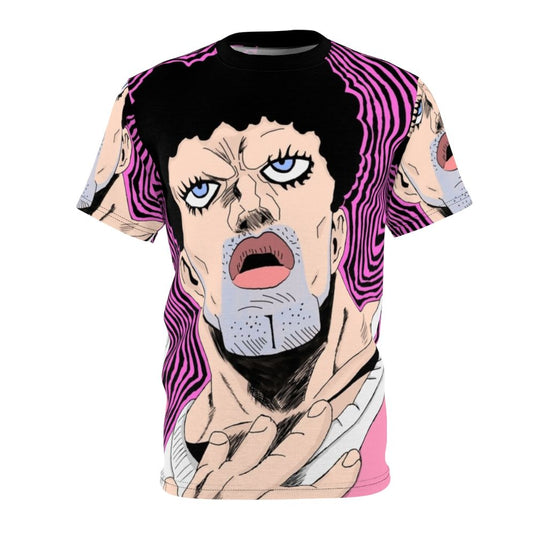 Artistic illustration of an anime-style character on a high-quality t-shirt