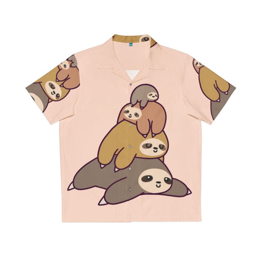 Cute Cartoon Sloth Stack Hawaiian Shirt