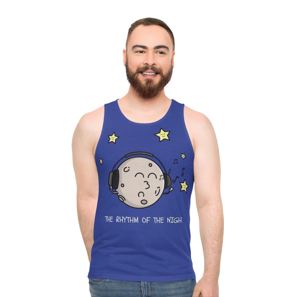 Unisex tank top with night sky and rhythmic beats design - men