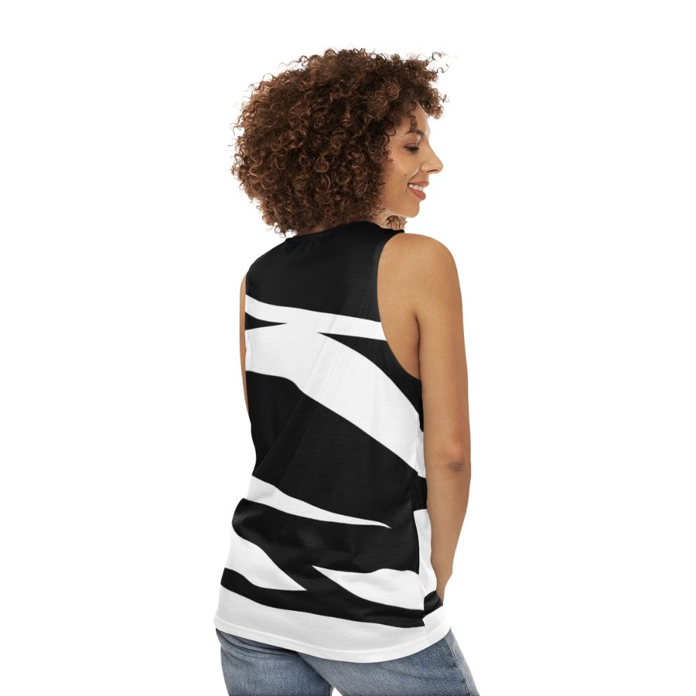 Modern abstract waves graphic unisex tank top - women back