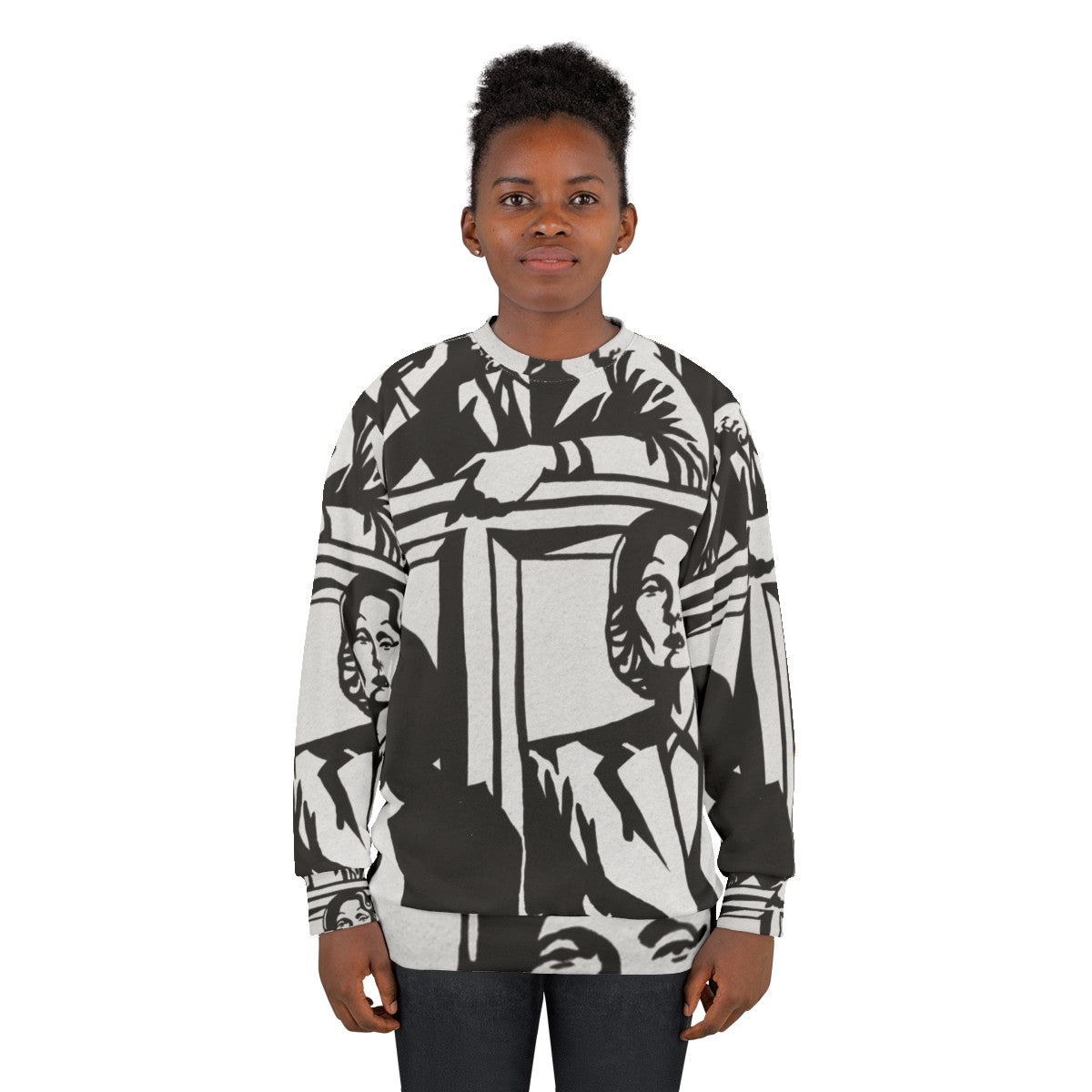 Witness For The Prosecution Sweatshirt featuring Alejandro Mogollo's Expressionist Black and White Art - women