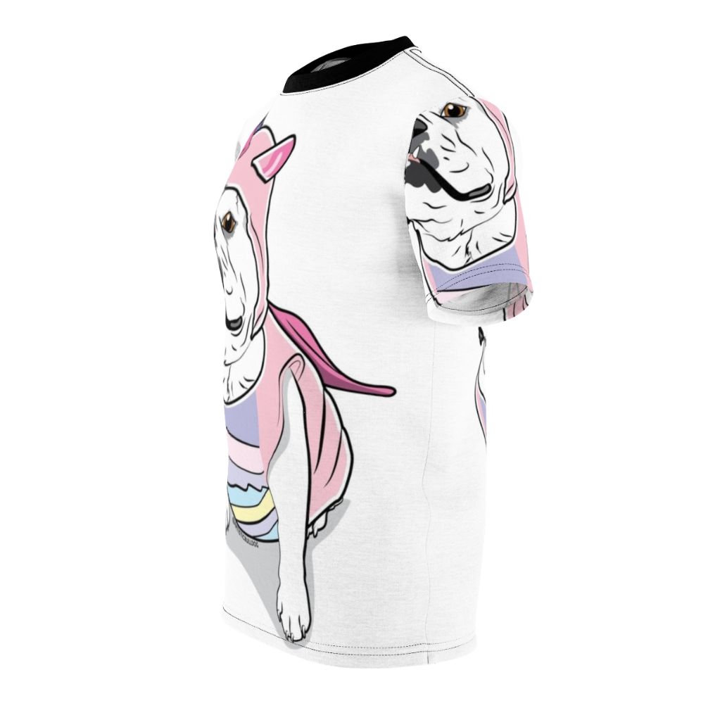 A t-shirt featuring a bulldog unicorn digital illustration - men left