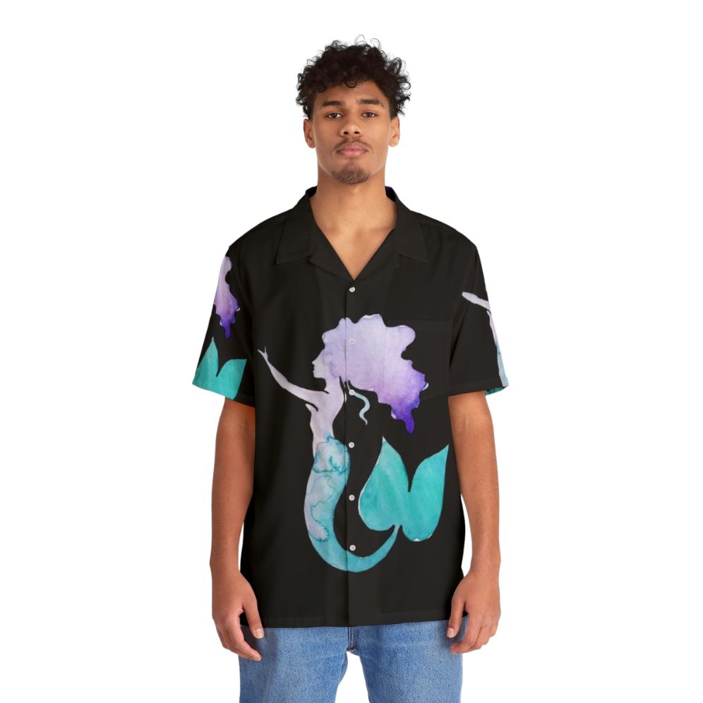 Watercolor Mermaid Hawaiian Shirt - People Front