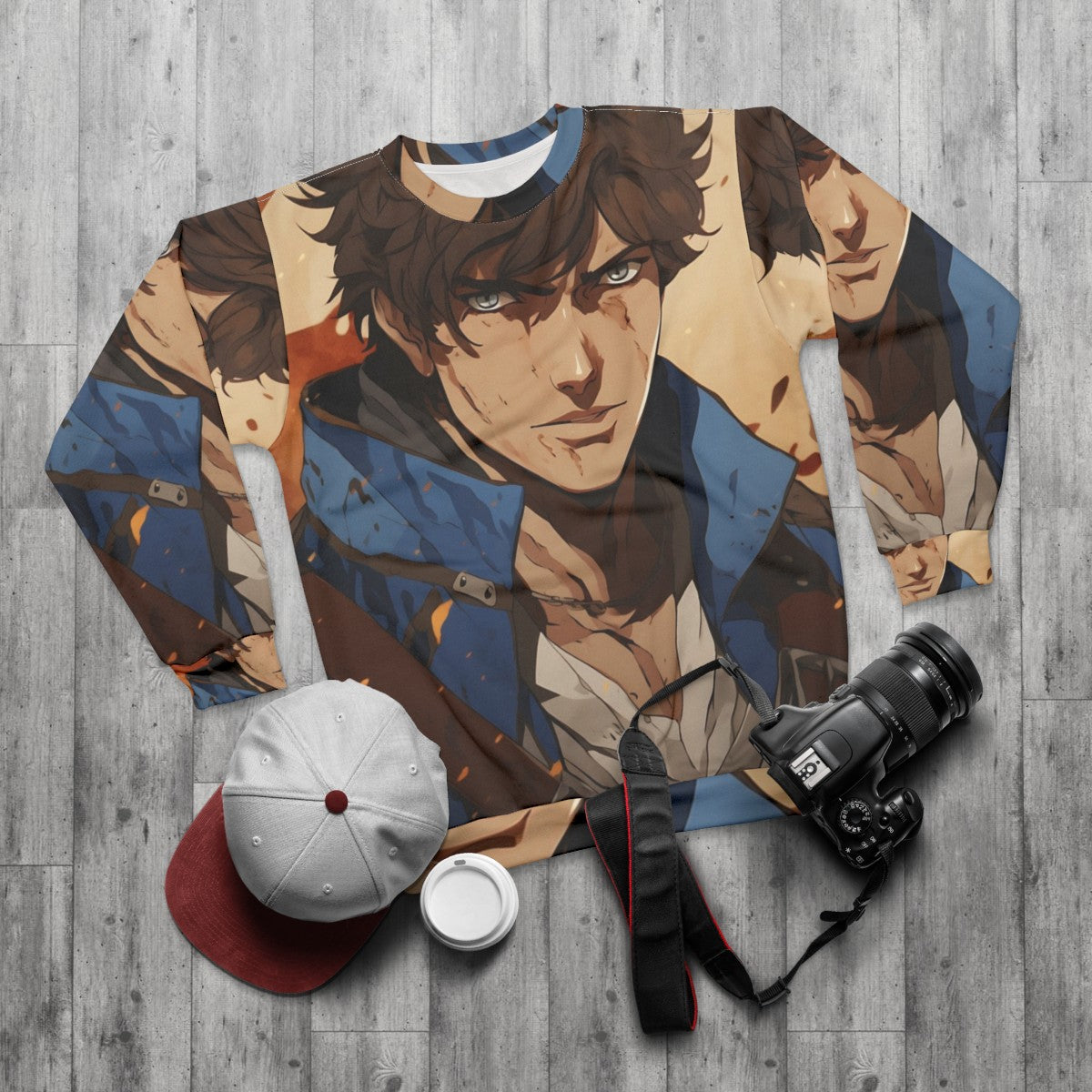 Castlevania Richter Belmont Netflix Sweatshirt - Symphony of the Night Fanart - flat lay