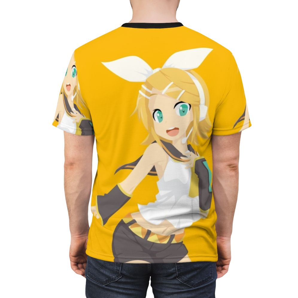 Stylized illustration of Kagamine Rin on a high-quality t-shirt - men back