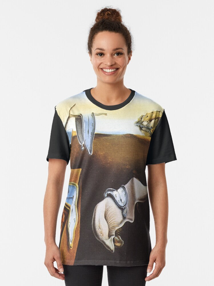 Salvador Dalí's iconic surrealist painting "The Persistence of Memory" printed on a high-quality graphic t-shirt. - Women