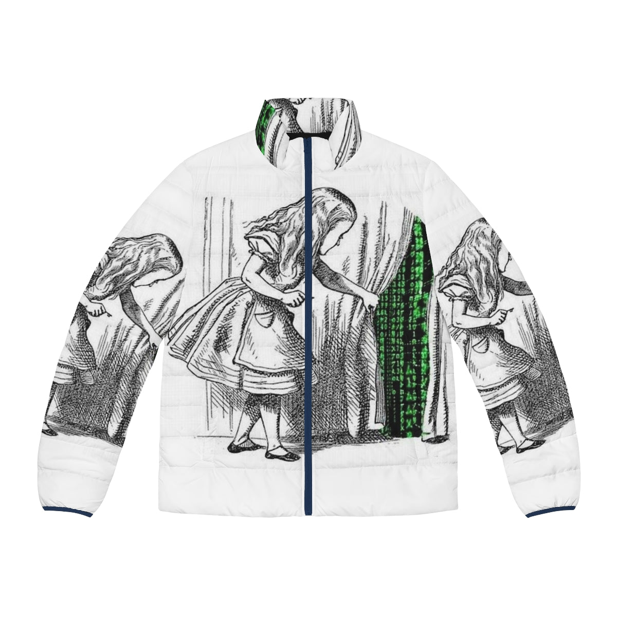 Matrix-inspired Alice puffer jacket with philosophy references