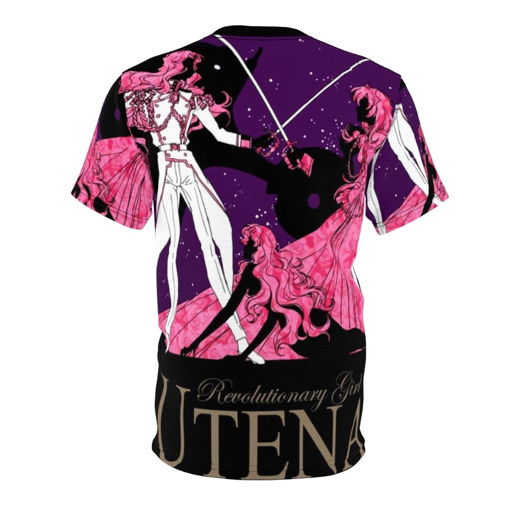 Anime-inspired t-shirt with Revolutionary Girl Utena imagery, including Utena's sword and the iconic pink color scheme. - Back