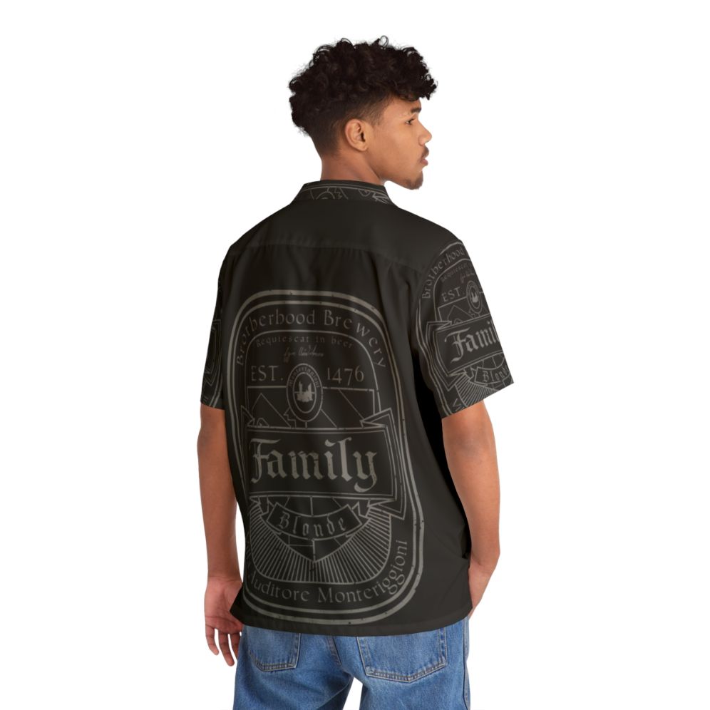 Assassins Creed Family Beer Label Hawaiian Shirt - Flat lay