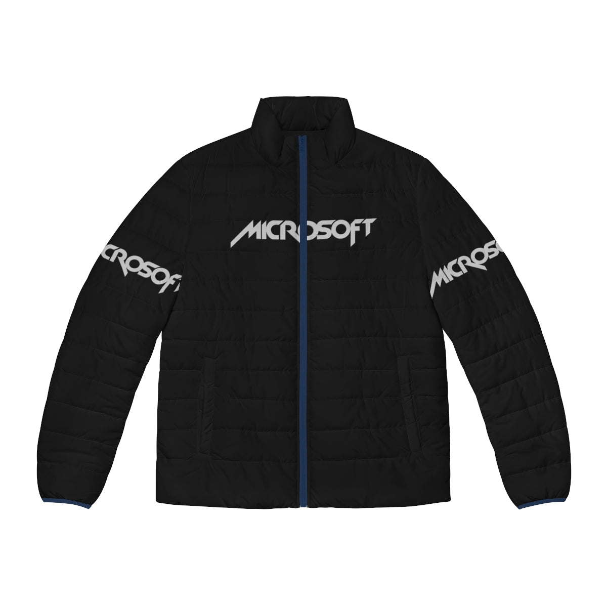 Retro 80s Microsoft puffer jacket with classic logo design