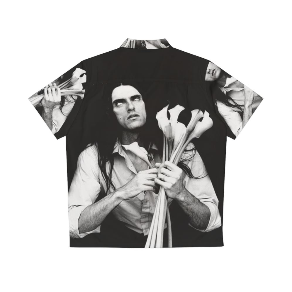 Black and White Hawaiian Shirt with 2019 Peter Steele Tour Graphic - Back