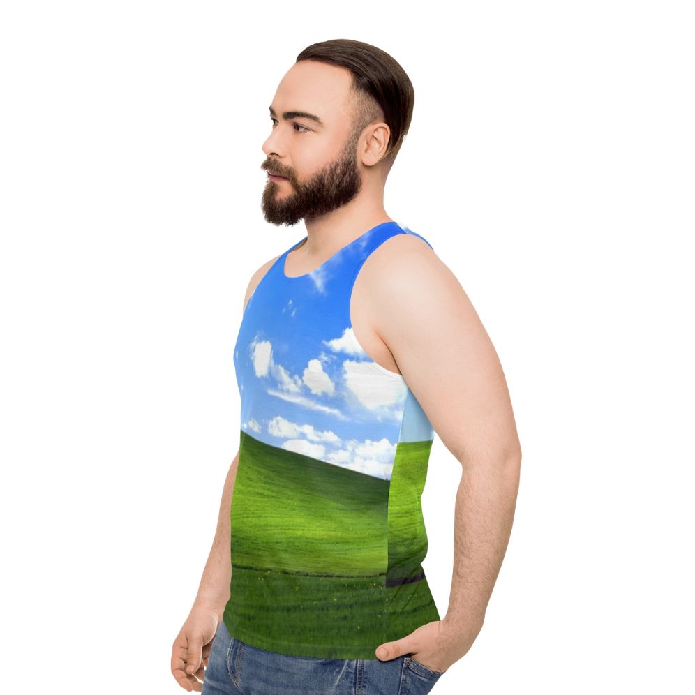 Windows XP Default Desktop Meme Unisex Tank Top - men side