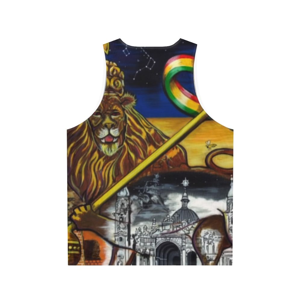 Midnite Zion Unisex Rastafarian Lion of Judah Tank Top - Back