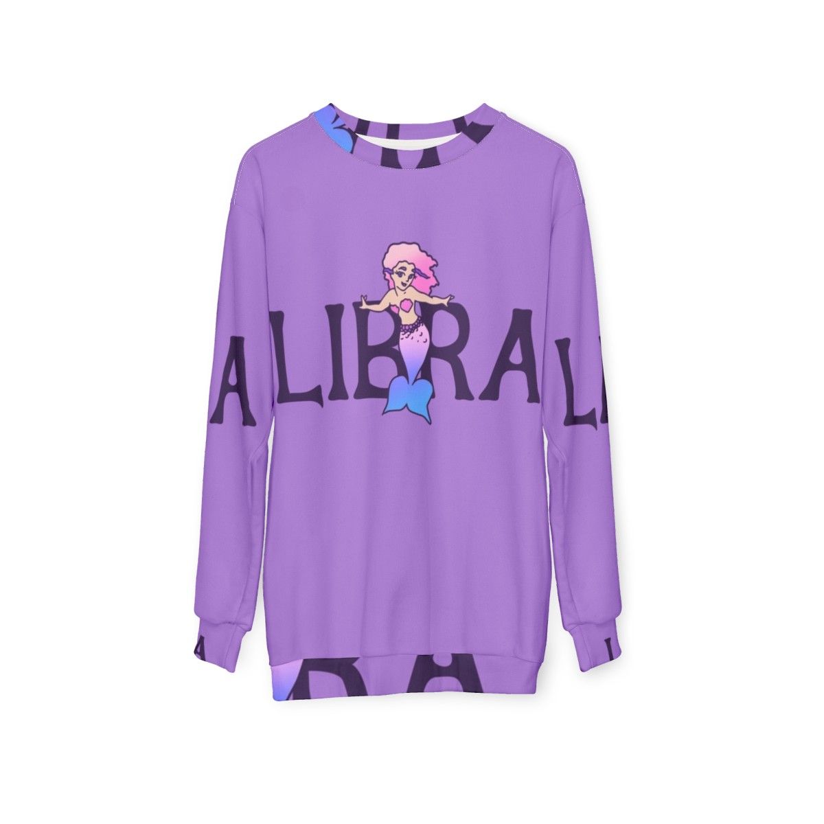 Libra mermaid sweatshirt with pink and constellation design - hanging