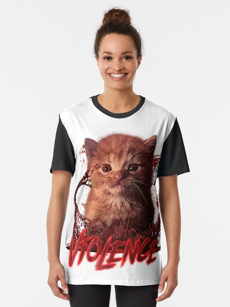 Adorable orange kitten graphic on a t-shirt - Women