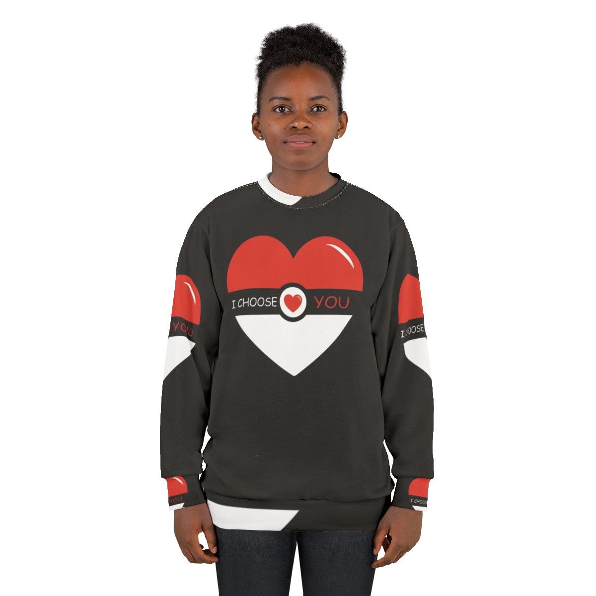 I Choose You Pokemon Valentines Day Sweatshirt with Pokeball Design - women