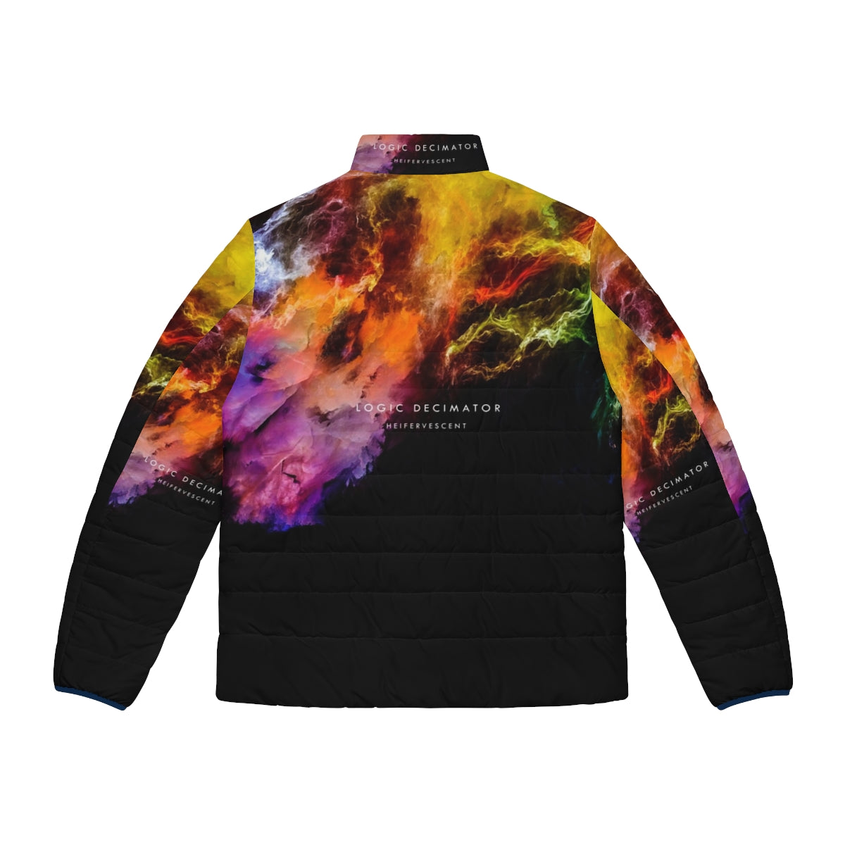 Logic Decimator all over print puffer jacket featuring a vibrant, colorful design - Back