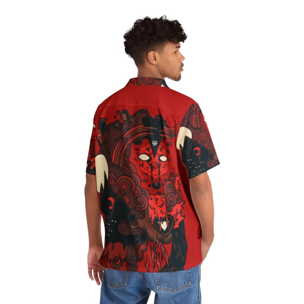 Hector Mansilla's striking wolf print Hawaiian shirt with abstract, geometric design - People Back