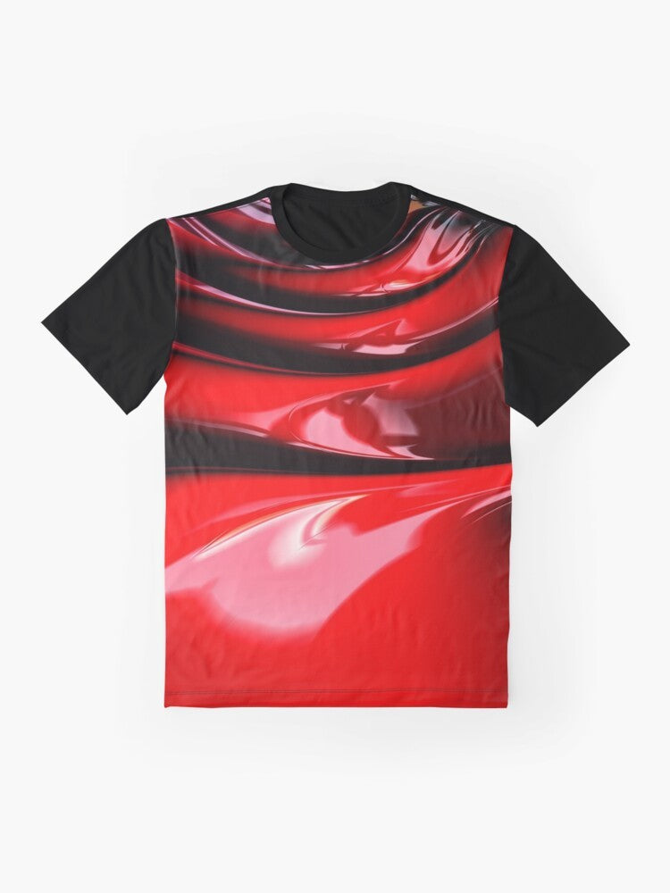 Liquid red latex graphic t-shirt - Flat lay