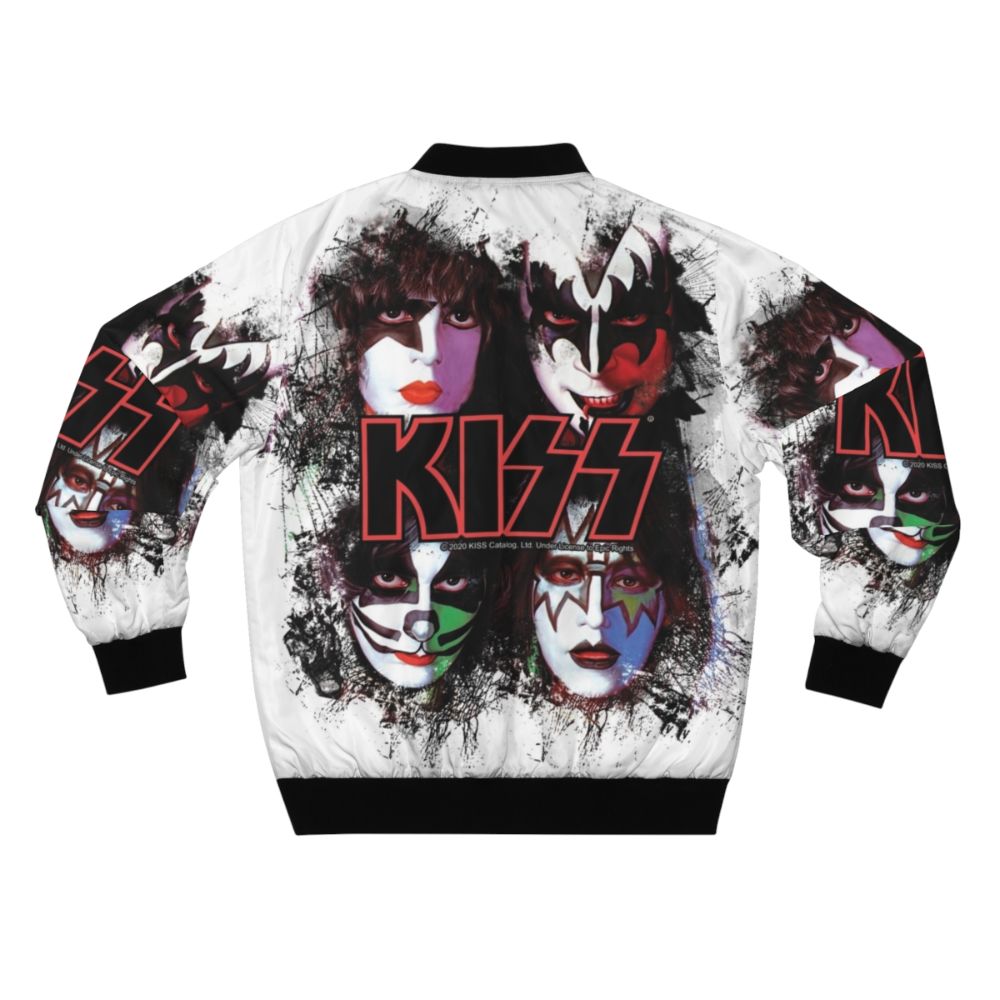 KISS ® bomber jacket featuring the iconic band members' faces in a brush effect design - Back
