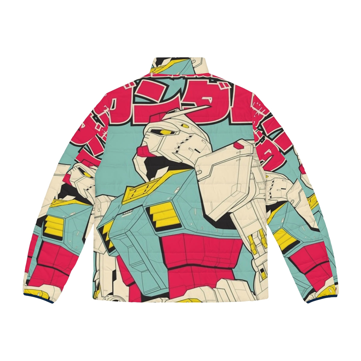 Gundam-Inspired Puffer Jacket, Anime-Style Mecha Fashion - Back